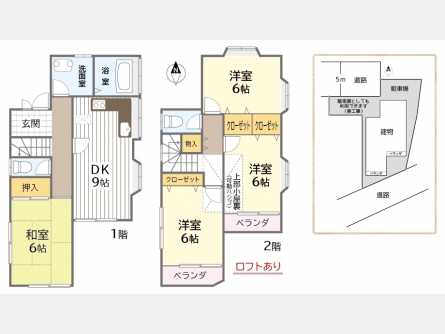 東大和市狭山4丁目〈中古〉西武多摩湖線「武蔵大和」駅　徒歩8分　4DK 　三方が開けているので陽当たり良好